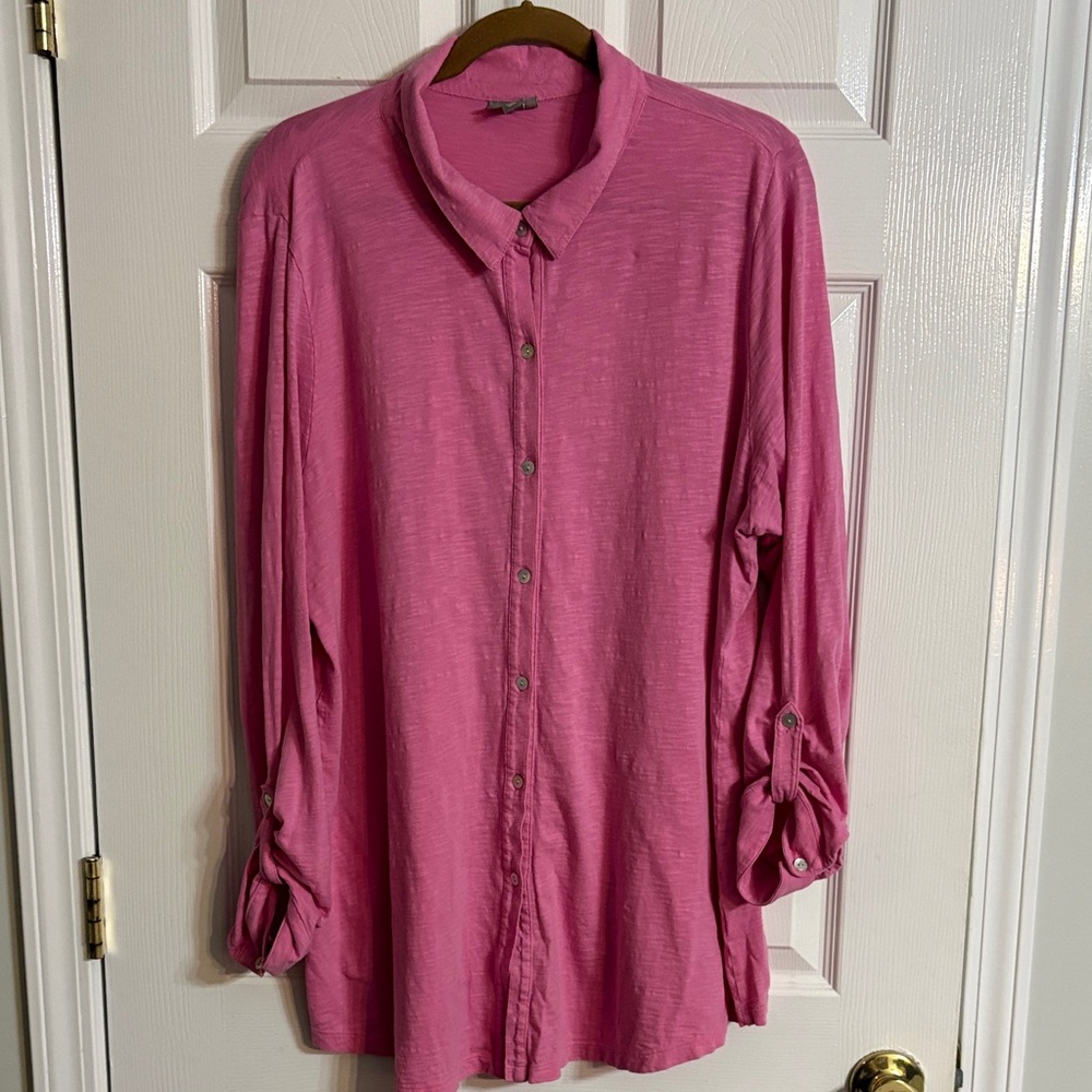 J. Jill Rose-Pink Button Front Shirt